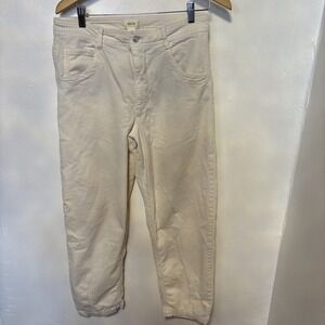 Maeve Anthropologie Corduroy Pants Womens 30  white tapered relaxed Straight Leg